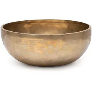 XDrum Omshanti Klangschale 25 cm, Handgemacht in Indien, Farbe: gold | Material: Messinglegierung, Durchmesser: ca. 25 cm, Gewicht: ca. 1900 g, Handgehämmert, Handgemachtes Unikat aus Indien, Zink