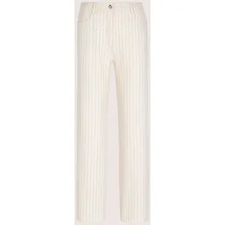 Regular-fit-Jeans MADELEINE "Jeans Nadelstreifenhose mit weitem Bein", Damen, Gr. 18, N + K Gr, weiß (wollweiß, multicolor), Obermaterial: 98% Baumwolle CO. 2% Elasthan EL., Modern, Jeans Regular-fit-Jeans, Jeans mit farbigen Webstreifen