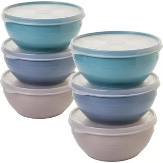 6er Set Vorratsdosen 0,9 L – bunt, mit Deckel, mikrowellengeeignet - Bunt