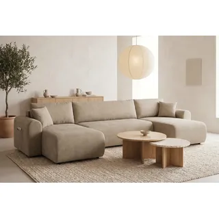 OTTO home Wohnlandschaft Cord U-Form 311 cm 3-Sitzer Beige