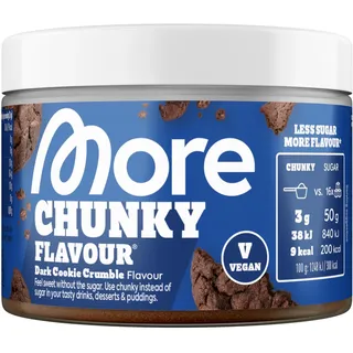 MORE Chunky Flavour, Dark Cookie Crumble, 170 g, vegan | Geschmackspulver zum Süßen, ohne viel Zucker und Kalorien, mit Inulin und Laktase (Design kann variieren)