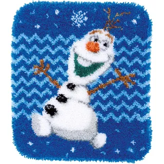 Vervaco Knüpfteppich Olaf Frozen Knüpfpackung, Stramin, weiß, 47 x 54 x 0,3 cm