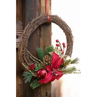HEITMANN DECO - Türkranz - Weihnachts-Kranz - Weihnachtsdekoration - Rot, Gold, Grün - Tannenzweige - zum Aufhängen