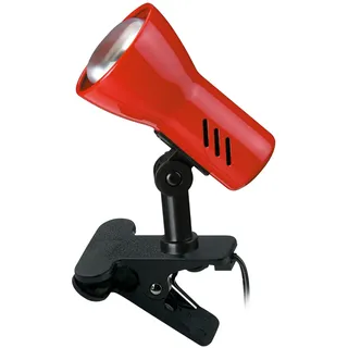 BRILONER - Nachttischlampe, Schreibtischlampe, Tischlampe, Leselampe, Bürolampe, Buch Klemme, Klemmlampe, Kinderzimmer, Schwenkbar, Schnurschalter, 1x E14, max, 40 Watt, 10,8 cm, Rotfarbig
