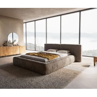 DeLife Polsterbettgestell Coperti 140x200 cm Mikrofaser Taupe Vintage