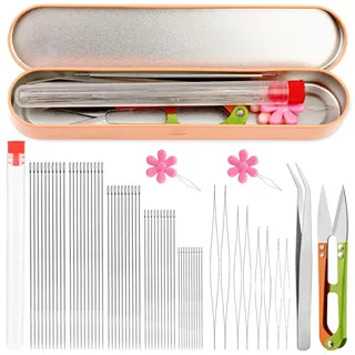 KAMAIKA 58-teilige Perlennadel-Set, Garnschere, Pinzette, Gewindegerät, Nadelflasche, verwendet für DIY Handwerk und Schmuckproduktion