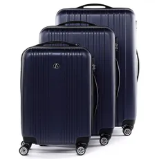 FERGÉ Kofferset Hartschale 3-teilig Toulouse Trolley-Set - 3er Set Reise-Koffer mit 4 Rollen blau