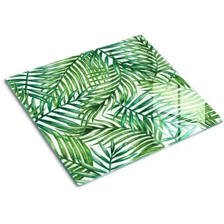 Tulup Glasplatte 60x52 cm Palmblätter , Glas , 60x0.4x52 cm , Küchen, Küchenelektrogeräte, Herde, Herdabdeckplatten