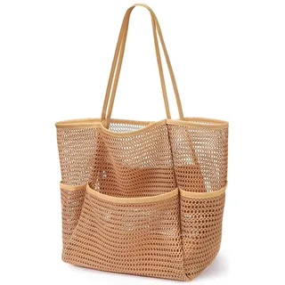 BelleVive Strandtasche mit Mini-Tasche, Strand-Tragetaschen, große faltbare Netz-Reisetaschen für Schwimmbäder, Netz-Tragetasche für den Strand, Hobo-Tasche für Damen, Umhängetasche