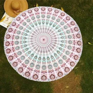 raajsee Indien Strandtuch Rund Mandala Hippie/Groß Indisch Rundes Baumwolle/Boho Runder Yoga Matte Tuch Meditation/Tischdecke Rund aufhänger Decke Picknick Teppich 70 inch