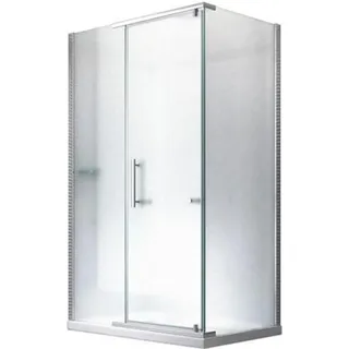 Glaszentrum Hagen Hephaistos Komplettdusche mit Drehtür rechts 100 x 195 cm transparent/satinierte Glas Duschkabine inkl. Duschtasse