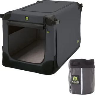 Maelson Soft Kennel anthrazit 52 cm + Treatee Mag Pouch - Transportbox und Leckerli-Tasche