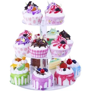 Runde Acryl-Tischplatte mit 3 Ebenen für Jubiläum, Geburtstag, Hochzeit, Gesellige Ereignisse (10 cm Abstand zwischen den Niveaus) - Transparent