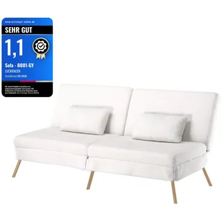 COMHOMA Schlafsofa mit Schlaffunktion, Sofa Klappsofa, Bettcouch, ecksofa, Couch Gästebett, 3-Sitzer Sofa, mit verstellbare Rückenlehne aus Teddystoff - Weiß