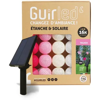 GuirLED - Außengirlande mit Lichtkugeln LED-Guinguette - Wasserdicht IP55 - Hocheffizientes Solarpanel - Automatisches EIN/AUS - 16 Kugeln 3 m- Tagada