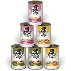 DOGGY Dog Paté Mix Sensitive, 6 x 400 g, Nassfutter für Hunde im Probierpaket, Hundefutter getreidefrei mit Lachsöl und Grünlippmuschel, besonders gut verträgliches Alleinfuttermittel, Made in Germany