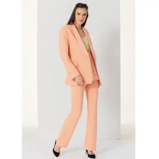 Victorio & Lucchino, V&L für Damen. 370018019 Smoking-Blazer mit orangefarbenem Satin-Revers (L), Lässig, Polyester, Langarm