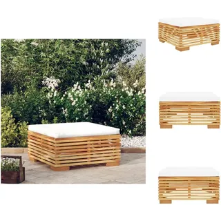 vidaXL Gartenhocker mit Creme Kissen Massivholz Teak - Gartensofaelemente - Creme