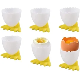 Norhogo 6 Stück Eierbecher Set Cartoon Eierständer Eierbecher Lustig Kunststoff Lustiger Eiebecher Kinder Frühstücks Eierbecher Set Plastik Lustig Eierbecher Set FüR Weich Für Gekochte Eier