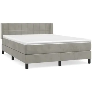 vidaXL Boxspringbett mit Matratze Hellgrau 140x200 cm Samt1399650