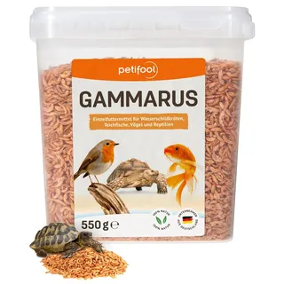 petifool Gammarus 550g – getrocknete Bachflohkrebse - gesunder Snack für Schildkröten, Fische, Vögel, Reptilien und Nager – natürliches Futtermittel