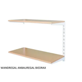 Biedrax Wandregal - Anbauregal 50 x 40 x 50 cm, Farbe weiss - 2 Fachboden Buche