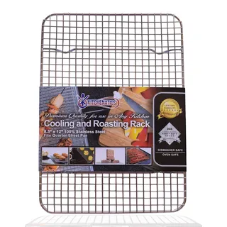 Kitchenatics 100% Edelstahl Küchengitter Bratgitter zum Abkühlen und Braten –passend für Backbleche – Klein, Ofensicher, Fachhandel Qualität, Robust (21,6 cm x 30,48 cm)