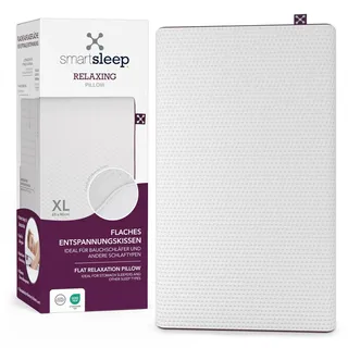 smartsleep® Relaxing Pillow – Ergonomisches Bauchschläfer Kissen mit Memory Foam – Nackenstützkissen mit großer Liegefläche & niedriger Auflagehöhe – Atmungsaktiv