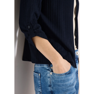 Shirtjacke CECIL, Damen, Gr. S (38), universal blau, Jersey, Obermaterial: 55% Viskose, 45% Polyester, unifarben, regular fit normal, Rundhals, Shirts Shirtjacke, mit Turn-Up-Detail