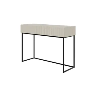 Selsey Schminktisch Makeup Tisch Frisiertisch Kosmetiktisch 110 cm Mit Schubladen Graubeige Schwarze Beine
