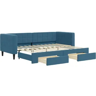 vidaXL Tagesbett Ausziehbar mit Schubladen Blau 80x200 cm Samt - Blau