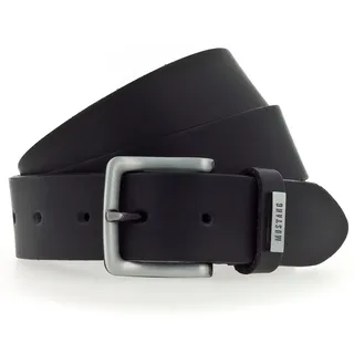 Ledergürtel MUSTANG "Wayne", Herren, Gr. 110, schwarz, Rindsleder, unifarben, Gürtel Ledergürtel, mit benieteter Schlaufe, unifarben, im Casual-Design