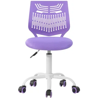 FurnitureR Moderner Bürostuhl ohne Armlehne, für das Büro, zu Hause, ergonomisch, drehbar und höhenverstellbar, Violett