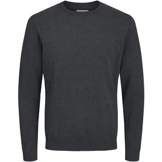 JACK & JONES Herren Jjebasic Knit crew hals Noos Pullover, Dark Grey Melange, M EU