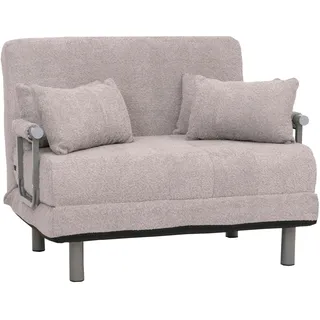 Mendler Schlafsessel HWC-K29, Klappsessel Schlafsofa Gästebett, Liegefläche 190x100cm, Stoff Bouclé (500g/m2) ~ grau