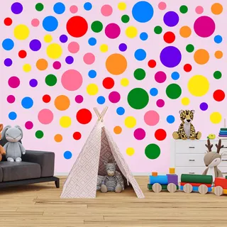 Bunte Polka Dot Wandaufkleber für Kinderzimmer Dekor | Boho Runde Kreis Polka Dot Wandaufkleber für Kinder Schlafzimmer Wohnzimmer, Klassenzimmer, Spielzimmer Dekor(24 Stück)