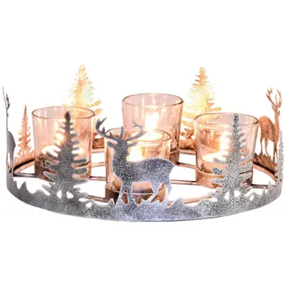 Marrakesch Adventskranz Kerzenhalter Miekke aus Metall rund 26cm - Weihnachtsdeko Dekokranz Modern