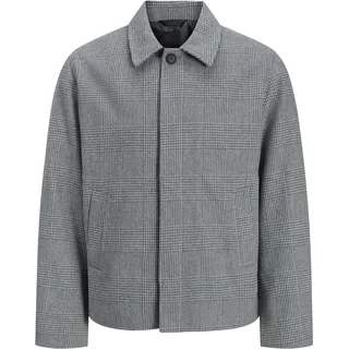 Outdoorjacke JACK & JONES "JJEHARRIS SHORT COAT SN", Herren, Gr. XXL, grau (light grau melange checks:check), Web, Obermaterial: 75% Polyester, 20% Wolle, 5% sonstige Fasern, kariert, meliert, regular fit taillenbedeckt, Jacken Outdoorjacke