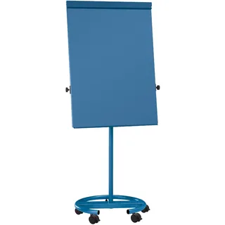 MAUL Flipchart MAULoffice 70x100cm | Mobiles Whiteboard mit 5 Fußrollen und Rundfuß | Magnetische Tafel mit Blockhalter und großer Ablageschale für Marker und Stifte | Höhenverstellbar | Blau