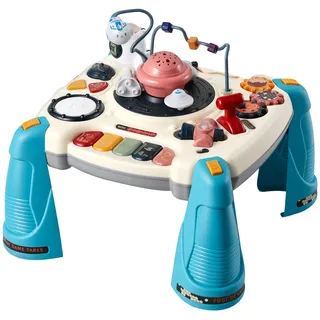 Vevor Aktivitätstisch, Spieltisch inkl. 12 Spiele & 60 Klangquellen, Lerntisch mit Weltraumthema, Sanft Leuchtendem Sternenprojektor, Interaktiver Kindertisch, Entdeckertisch für Kinder 6-18 Monate