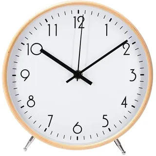 ALEENFOON 8.6 Zoll Holz Uhr Modern Leise Wanduhren Tischuhr für Wohnzimmer Küche Ohne Tickgeräusche Innenuhr Nicht Tickende Wanduhren Hängende Uhr (Weiß)