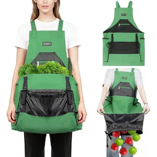 ZIOZERTT Gartenschürze, Ernte-Schürzen mit Taschen für Damen und Herren, Segeltuch, Gartengeschenke für Mutter, Papa