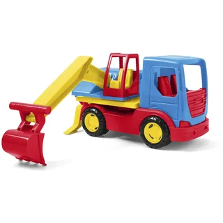 Wader 35316 - Tech Truck LKW mit Bagger, beweglicher Schaufel, drehbarem Aufsatz und stabilen Stahlachsen, ca. 27 x 11,5 x 15 cm groß, ab 12 Monaten, ideal als Geschenk für kreatives Spielen