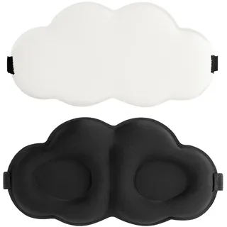 AiQInu 2 Stück Schlafmaske für Herren Frauen,2024 Atmungsaktive 3D Schlafbrille und verstellbares Gummiband,100% Lichtblockierend,Bequeme mit Memory Foam Augenmaske für Reisen Nickerchen Schwarz+Beige