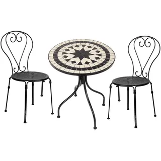 Butlers Gartenmöbel-Set (3-teilig) Palazzo , Schwarz , Metall, Keramik , Gartenmöbel, Gartengarnituren, Gartenmöbel-Sets