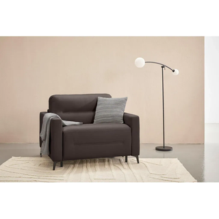 Novel Schlafsessel , Dunkelbraun , Metall , Echtleder , Rindleder , Uni , 115x89x97 cm , Liegefunktion , Wohnzimmer, Sofas & Couches, Schlafsofas, Schlafsessel