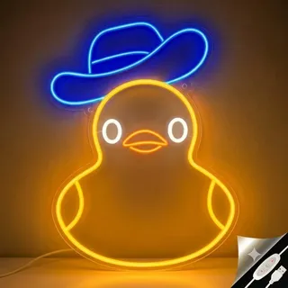 LED Neon Schild Ente, 40 x 30 cm Dimmbare USB Neon Lampe mit Schalter, LED Wanddeko Neon Wandlampe für Kinderzimmer, Schlafzimmer, Spielzimmer und Party, Geschenk für Mädchen und Jungen