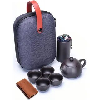 Webao 7-teiliges Chinesisches Keramik Tee Set mit 130ml Teekanne & 4 Teebechern