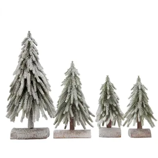 VGIA Mini-Weihnachtsbäume mit Holzsockel, 4 Stück