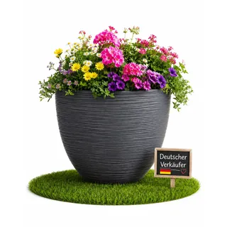 Ondis24 Pflanzkübel Isis Schiefer 50cm | Frostsicher, UV-Beständig, Für Innen- und Außenbereich, Blumenkübel